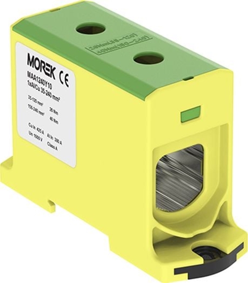 Picture of MOREK Zczka szynowa 35-240mm2 ót-ziel 2otwor AL/CU TH35 1P MAA1240Y10 Morek 3996