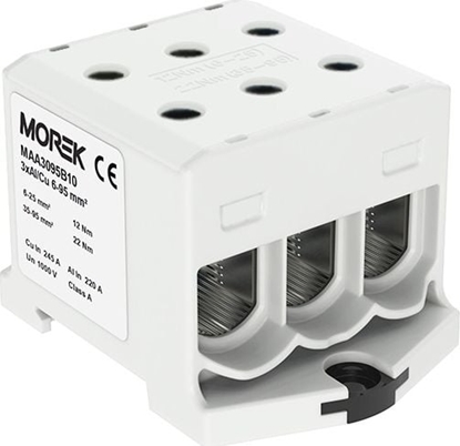 Picture of MOREK Zczka szynowa 6-95mm2 szara 6 otwor AL/CU 1000V TH35 1P MAA3095A10 Morek 4313