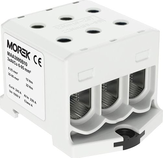 Picture of MOREK Zczka szynowa 6-95mm2 szara 6 otwor AL/CU 1000V TH35 1P MAA3095A10 Morek 4313