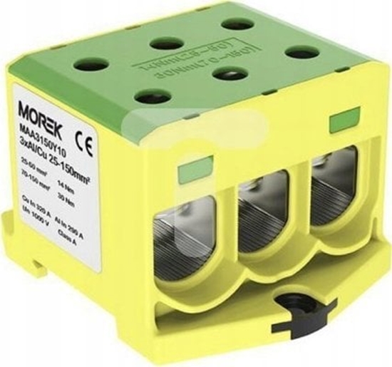 Picture of MOREK Zczka szynowa gwintowa Al/Cu 25-150mm2 OTL150-3 óto-zielony MAA3150Y10 89828009