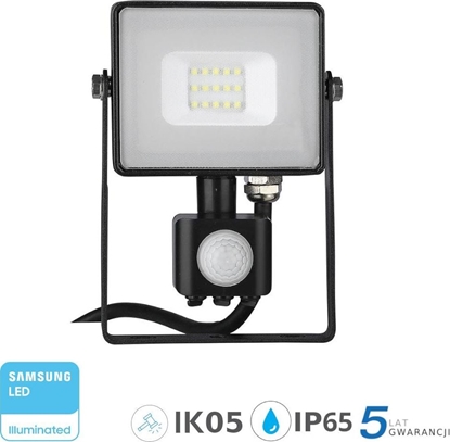 Изображение Nawietlacz V-TAC Projektor LED 10W 4000K, z czujnikiem ruchu, czarny