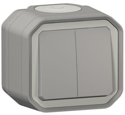 Attēls no NOWE PLEXO 55 cznik podwójny/przycisk podwójny komplet natynkowy 10 AX - 250 V AC szary 069715L