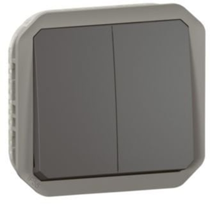 Picture of NOWE PLEXO 55 cznik podwójny/przycisk podwójny mechanizm 10 AX - 250V AC antracyt 069805L