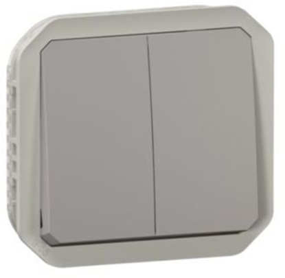 Picture of NOWE PLEXO 55 cznik podwójny/przycisk podwójny mechanizm 10 AX - 250V AC szary 069525L