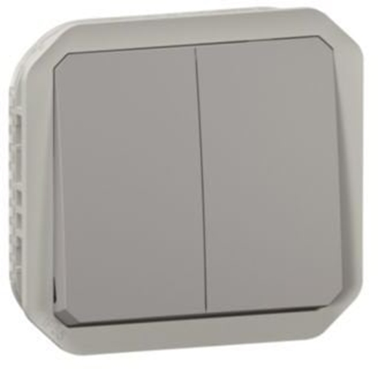 Picture of NOWE PLEXO 55 cznik podwójny/przycisk podwójny mechanizm 10 AX - 250V AC szary 069525L