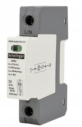 Изображение OGRANICZNIK PRZEPI 1P 20kA(8/20) TYP T2 SCHELINGER A51-SPD01-1P-C