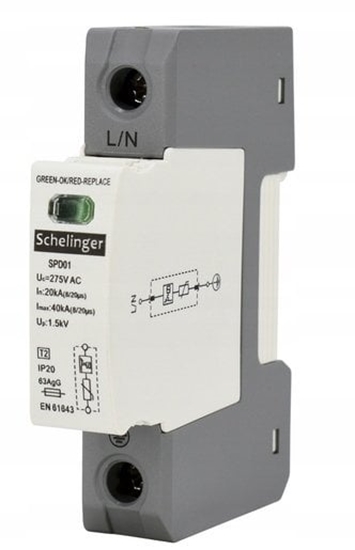 Изображение OGRANICZNIK PRZEPI 1P 20kA(8/20) TYP T2 SCHELINGER A51-SPD01-1P-C