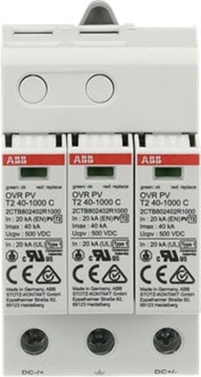 Изображение Ogranicznik przepi C typ T2 do ochrony instalacji PV 1000V In= 40kA PV OVR PV T2 40-1000 2CTB802400R1000