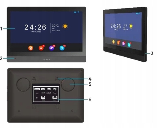 Изображение Orno GADI, zestaw wideodomofonowy jednorodzinny, 2-yowy, 10, Wi-Fi, ekran dotykowy, Full HD, RFID, szyfrator, OR-VID-MA-1085/B