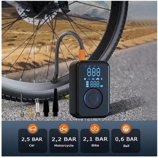 Изображение PATONA Pompka Elektryczna do opon samochodowych, rowerowych, materacy, piek 10,3 bar / 150 PSI z Powerbankiem i Lampk LED