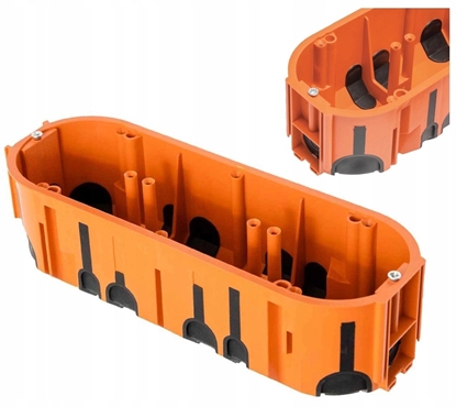 Изображение Pawbol Puszka podtynkowa ProDuo potrójna, gboka 60mm, fi68, czeniowa, z wkrtami, pomaraczowa, IP30 /A.0093/