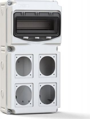 Attēls no PCE ROZDZIELNICE BUDOWLANA FLEX, 10-MOD, Z 4 OTWORAMI NA GNIAZDA , MATERIA ABS IP66/67, 15851004