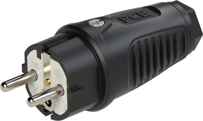 Picture of PCE Wtyczka gumowa 16A 230V IP54 UNI SCHUKO TAURUS2 PIERCIE CZARNY 0521-ss