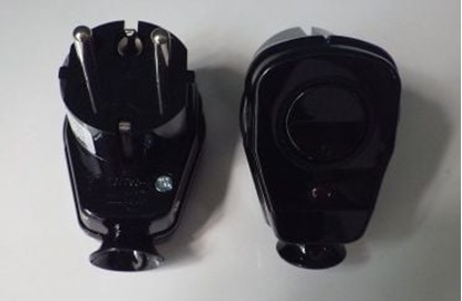 Изображение PCE Wtyczka ktowa z wycznikiem i diod 16A 2P+Z 230V UNI-SCHUKO czarna IP20 (9002216s)