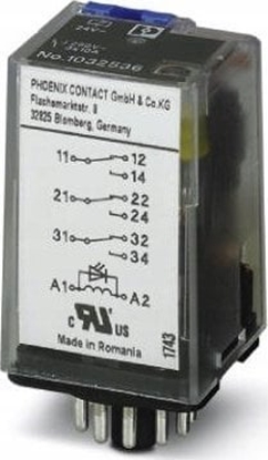 Attēls no Phoenix Contact Przekanik przemysowy 3P 10A AgNi 24V DC do gniazda ECOR-3, REL-OR-BL/L- 24DC/3X21
