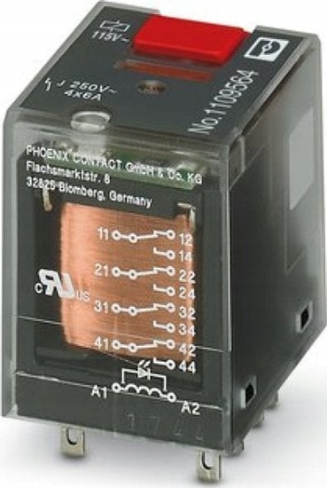 Picture of Phoenix Contact Przekanik przemysowy 4P 6A AgNi 230V AC do gniazda ECOR-2, REL-IR-BL/L-230AC/4X21