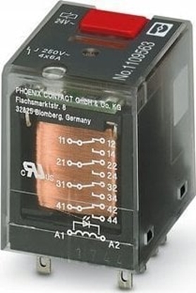 Attēls no Phoenix Contact Przekanik przemysowy 4P 6A AgNi 24V AC do gniazda ECOR-2, REL-IR-BL/L- 24AC/4X21