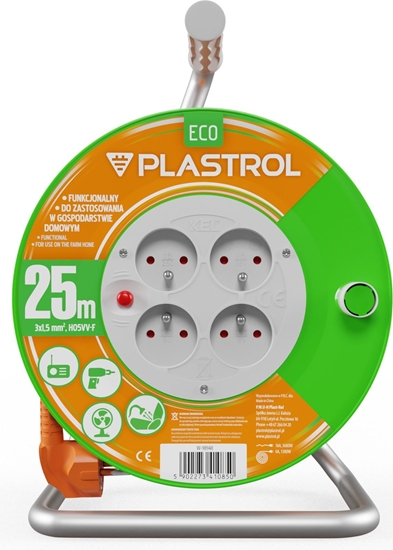 Picture of Plastrol przeduacz bbnowy Standard Line 25m H05VV-F 3x1,5 4xGS 16A pomaraczowy (W-98948)