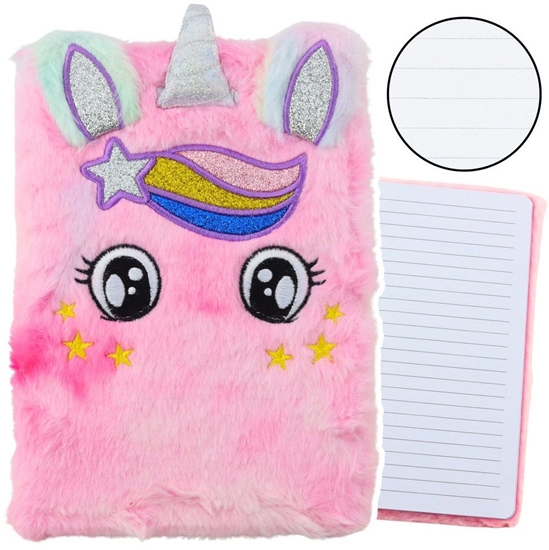Изображение Pluszowy Notatnik W Linie Jednoroec Róowy Tczowy