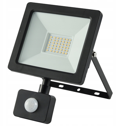 Изображение Projektor LED 30W 3350lm 4000K Premium z czujnikiem czarny IP44 GW-0013