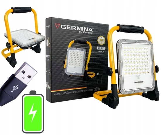 Picture of Projektor LED przenony akulumatorowy HERKULES 30W 1000lm 5000K 5000mAh GW-0072
