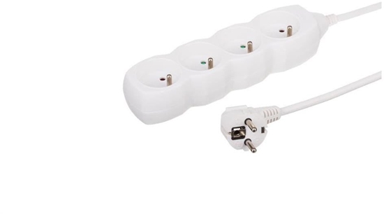 Изображение Düwi Przeduacz 4-gniazdowy, 5m biay, 3x1,0mm OWY 34450