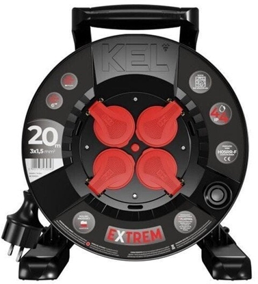 Изображение Przeduacz bbnowy EXTREME LINE 4 gniazda z/u IP44 16A H05RR-F 3x1,5 20m czarny W-100024