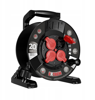 Изображение Przeduacz bbnowy EXTREME LINE 4 gniazda z/u IP44 16A H05RR-F 3x2,5 20m czarny W-100025
