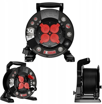 Изображение Przeduacz bbnowy EXTREME LINE 4 gniazda z/u IP44 16A H07BQ-F 3x2,5 30m czarny W-100086