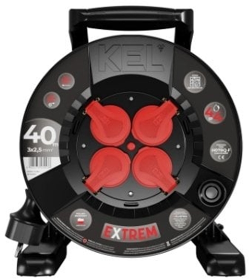 Изображение Przeduacz bbnowy EXTREME LINE 4 gniazda z/u IP44 16A H07BQ-F 3x2,5 40m czarny W-100087
