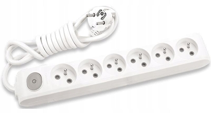 Picture of Przeduacz Przenony 6-Krotny Z Uziemieniem, Wycznikiem I Przesonami Styków 1,5m, Kolor Biay / WLTA0661-2WH