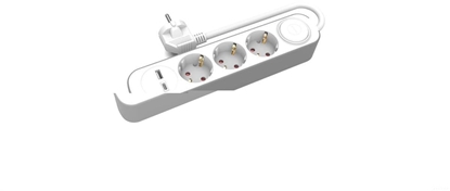 Изображение Przeduacz stay 3x z wcznikiem oraz gniazdami USB A USB C 3m schuko PS-370SWS+USBA+USBC/3 E W-30007