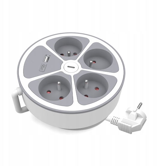 Изображение Przeduacz stay 4x z wcznikiem oraz gniazdami USB A USB C 2m PS-470WS/O+USBA+USBC/2 E W-30016