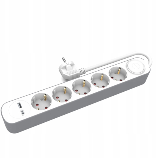 Picture of Przeduacz stay 5x schuko wcznik oraz 1xUSB A 1xUSB C 1,5m PS-570SWS+USBA+USBC/1,5 E W-30009