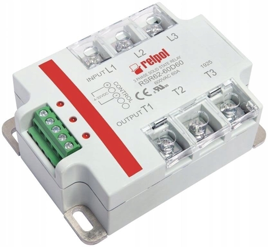 Изображение Przekaniki póprzewodnikowe trójfazowe 600V AC 4-32V DC AC3 60/600V AC RSR62-60D60 2615969