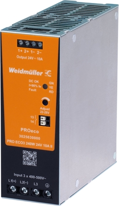 Attēls no Przetwornica Weidmuller Zasilacz impulsowy trójfazowy 400-500V AC / 24V DC 240W 10A PRO ECO3* gen2 3025630000