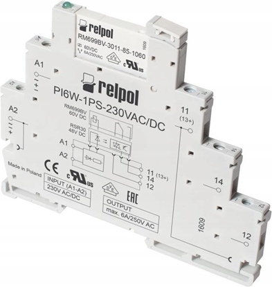 Attēls no Relpol Przekanik interfejsowy 1P 6A 230V AC/DC PIR6W-1PS-230VAC/DC-R (szary) 857171