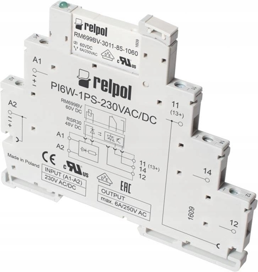 Picture of Relpol Przekanik interfejsowy 1P 6A 230V AC/DC PIR6W-1PS-230VAC/DC-R (szary) 857171