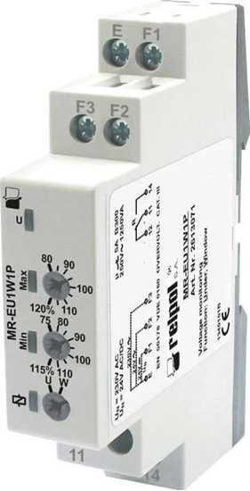 Picture of Relpol Przekanik nadzorczy napicia 1P 24V AC/DC, 230V AC w jednej fazie MR-EU1W1P 2613071