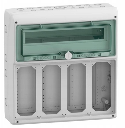 Picture of Rozdzielnica 1x18 natynkowa IP65 do gniazd gMRV-1-18+1-NT-T/12 4 otwory 103x225mm 13188