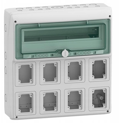 Picture of Rozdzielnica 1x18 natynkowa Mureva IP65 do gniazd gMRV-1-18+1-NT-T/8 8 otworów 90x100mm 13182