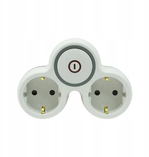 Изображение Rozganik wtyczkowy dwukrotny z wcznikiem z/u schuko R-21BWS/S/B W-72003