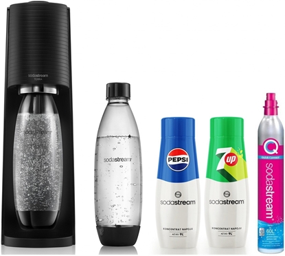 Attēls no Saturator Sodastream Terra + 2 butelki + gaz Czarny + syrop Pepsi, 7Up