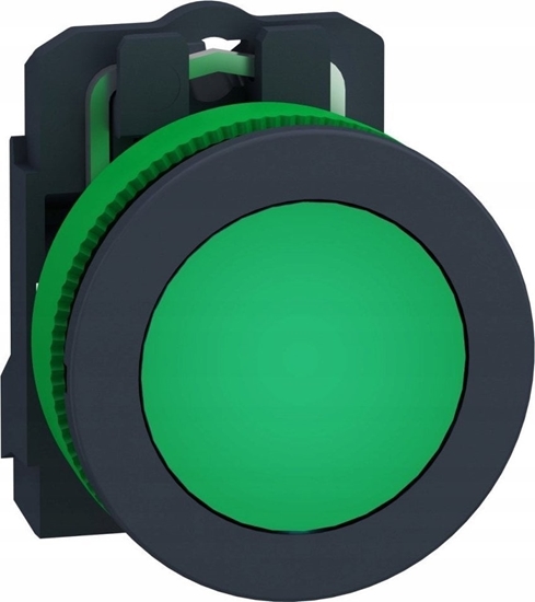 Picture of Schneider Electric Harmony XB5 Przycisk paski plastik. zielony fi30 gadka soczewka zintegrowana dioda LED 230240 V AC XB5FVM3