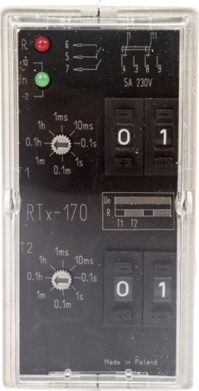 Picture of Schneider Electric Przekanik czasowy 2P 5A 0,001sek-99h 220-230V AC/DC praca cykliczna,(start od opónionego zaczenia) RTX-170 220/230