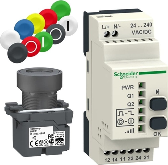 Изображение Schneider Electric Zestaw przycisk sterowniczy bezprzewodowy XB5R 22mm NAD + ODB 24-240V AC/DC odbiornik XB5RFA02