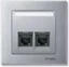 Picture of Schneider Merten System M Pytka centralna podwójna gniazda komputerowego RJ45 aluminium (MTN466560)