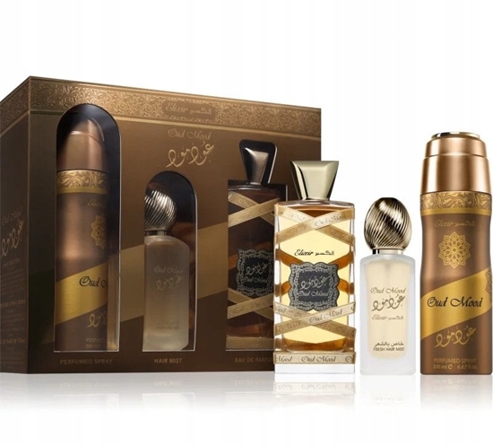 Изображение SET LATTAFA Oud Mood Elixir EDP spray 100ml + HAIR MIST 50ml + DEO spray 200ml