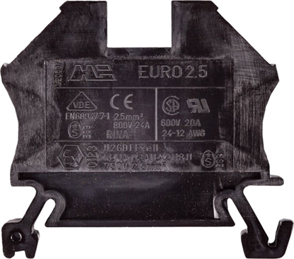 Attēls no Shumee Zczka szynowa 2-przewodowa 2,5mm2 czarna EURO 43408BK