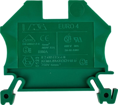 Attēls no Shumee Zczka szynowa 2-przewodowa 4mm2 zielona EURO 43409GR